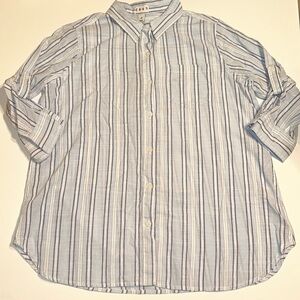 DASH Women's Cotton Blue White Striped Button
Down Top